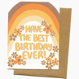 Lucky Sardine - Retro, Rainbow and Flower Birthday card!